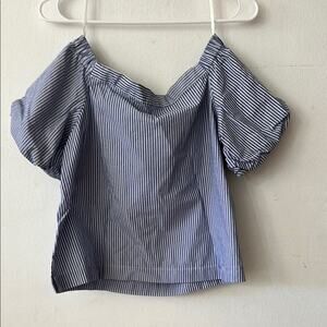 Saks Fifth Avenue Blue Striped Women's Top